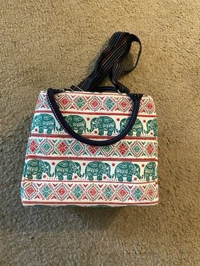 Boho Elephant Pattern Crossbody Bag in Green & Red